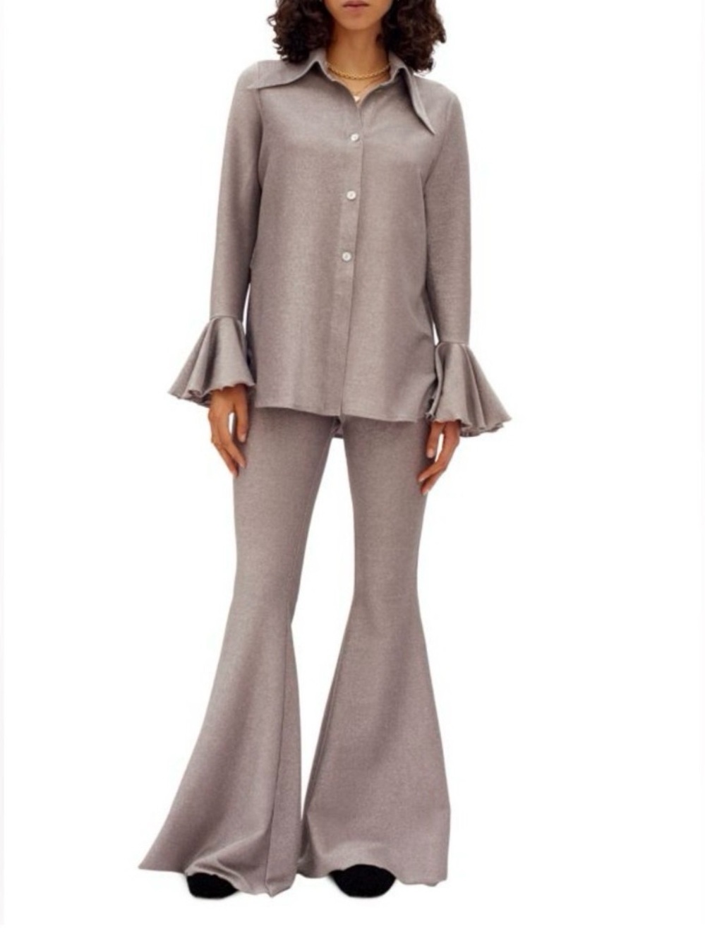 Sleeper Knit Bell Sleeve Top & Flare Pant Set – Size Small Sparkly Party
